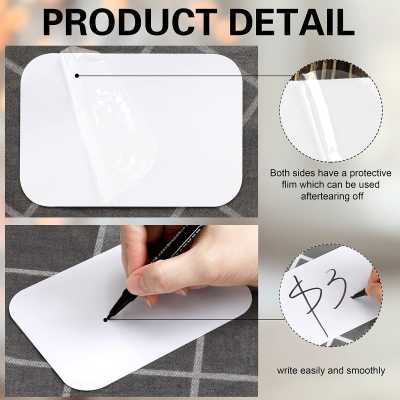 Mlici Mini Plastic Chalkboard Sign with Clip  6 Pack Small Dry Erase Whiteboard 5.8 x 4.1 Inch - Double Sided Reusable Message Board for Kids  Classroom  Supermarket  Party - for Liquid Chalk Markers - Image 4